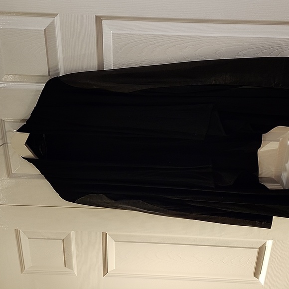 DANIER leather cardigan super soft leather sleeves fabric in black size m - Picture 1 of 5